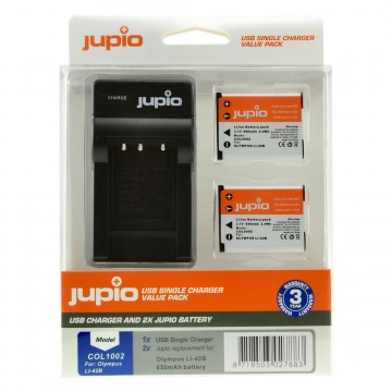 KIT JUPIO 2 BATERIAS Li40/63/EN-EL10+CARREGADOR SINGLE USB  