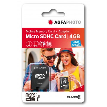 AGFA CARTAO MICRO SDHC 4GB + ADAPTADOR (CLASSE 10)